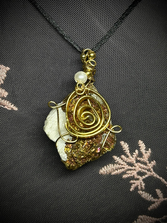 Peacock Ore with Swirl Necklace