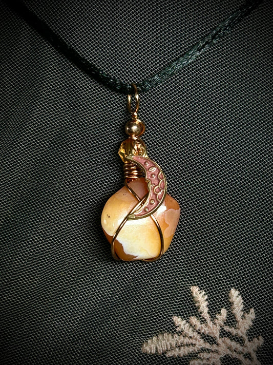 Carnelian with Moon Charm Necklace