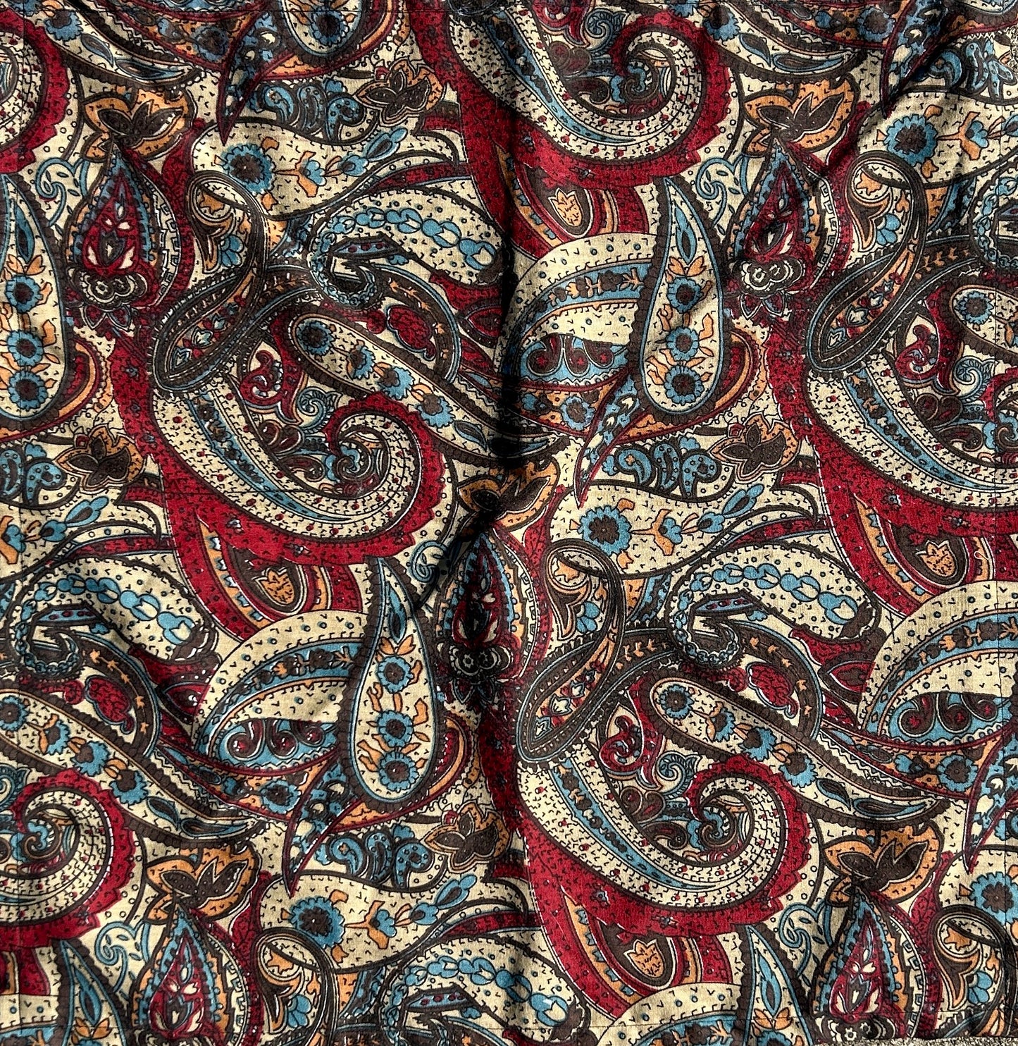 Red, Blue, & Tan Paisley Print Bandana