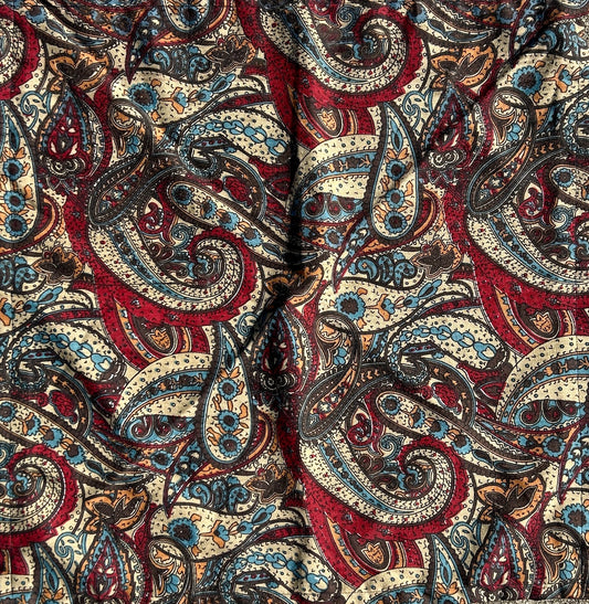 Red, Blue, & Tan Paisley Print Bandana