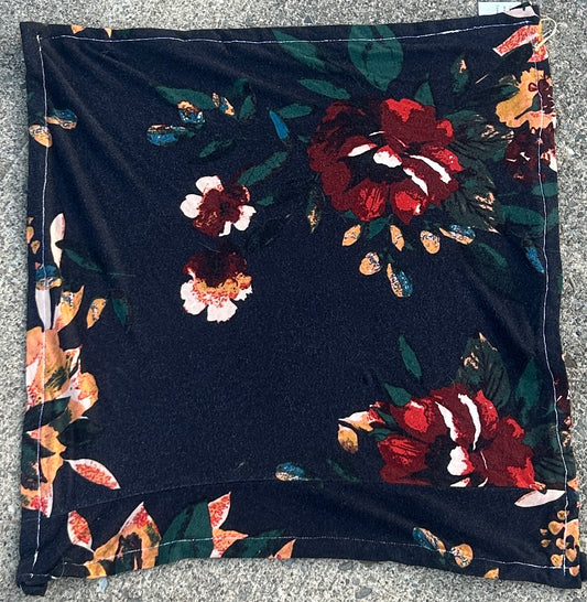 Black with Red and Orange Flowers Bandana