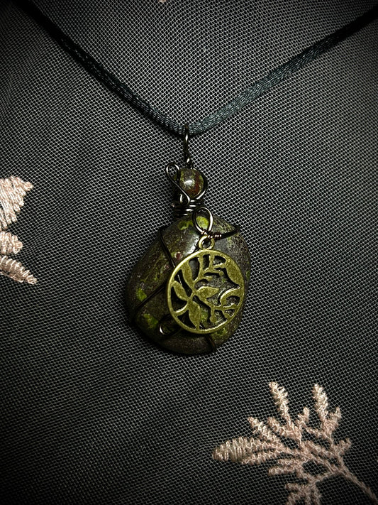 Dragon’s Blood with Leaf Charm Necklace