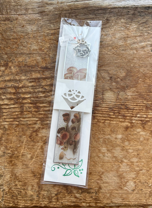 Brown Mushroom Bookmark with Mushroom Charm