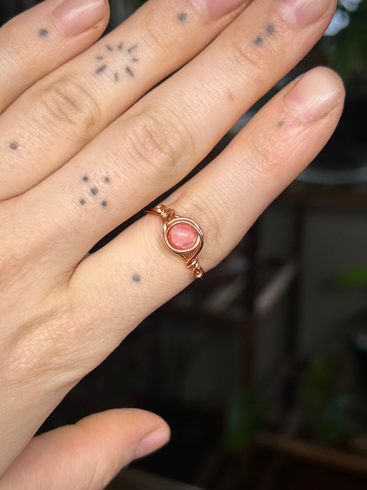 Pink Agate Rose Gold Ring