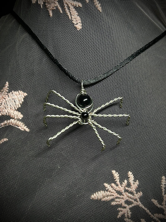 Silver Spider Necklace