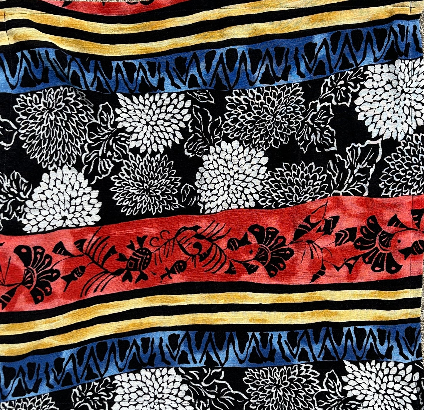 Black, Blue, & Yellow Fun Striped Fish Print Bandana