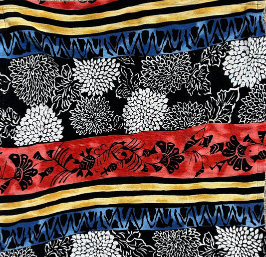 Black, Blue, & Yellow Fun Striped Fish Print Bandana