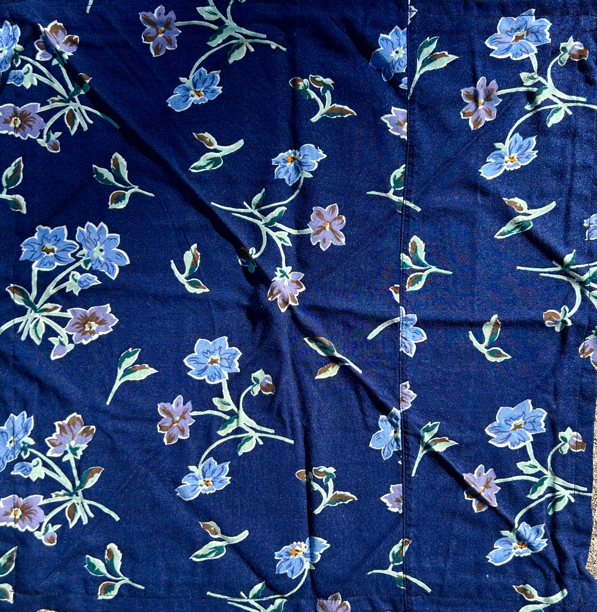 Navy Blue with Blue Flowers Bandana