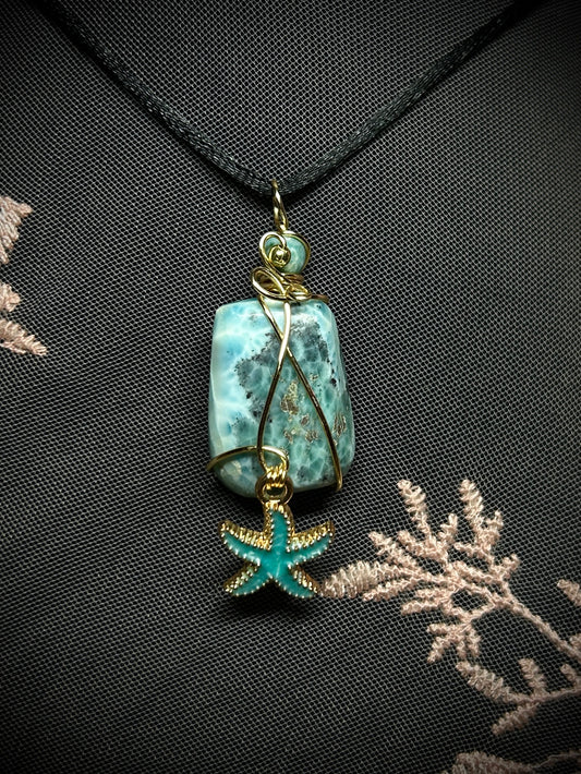 Larimar with Starfish Charm Necklace
