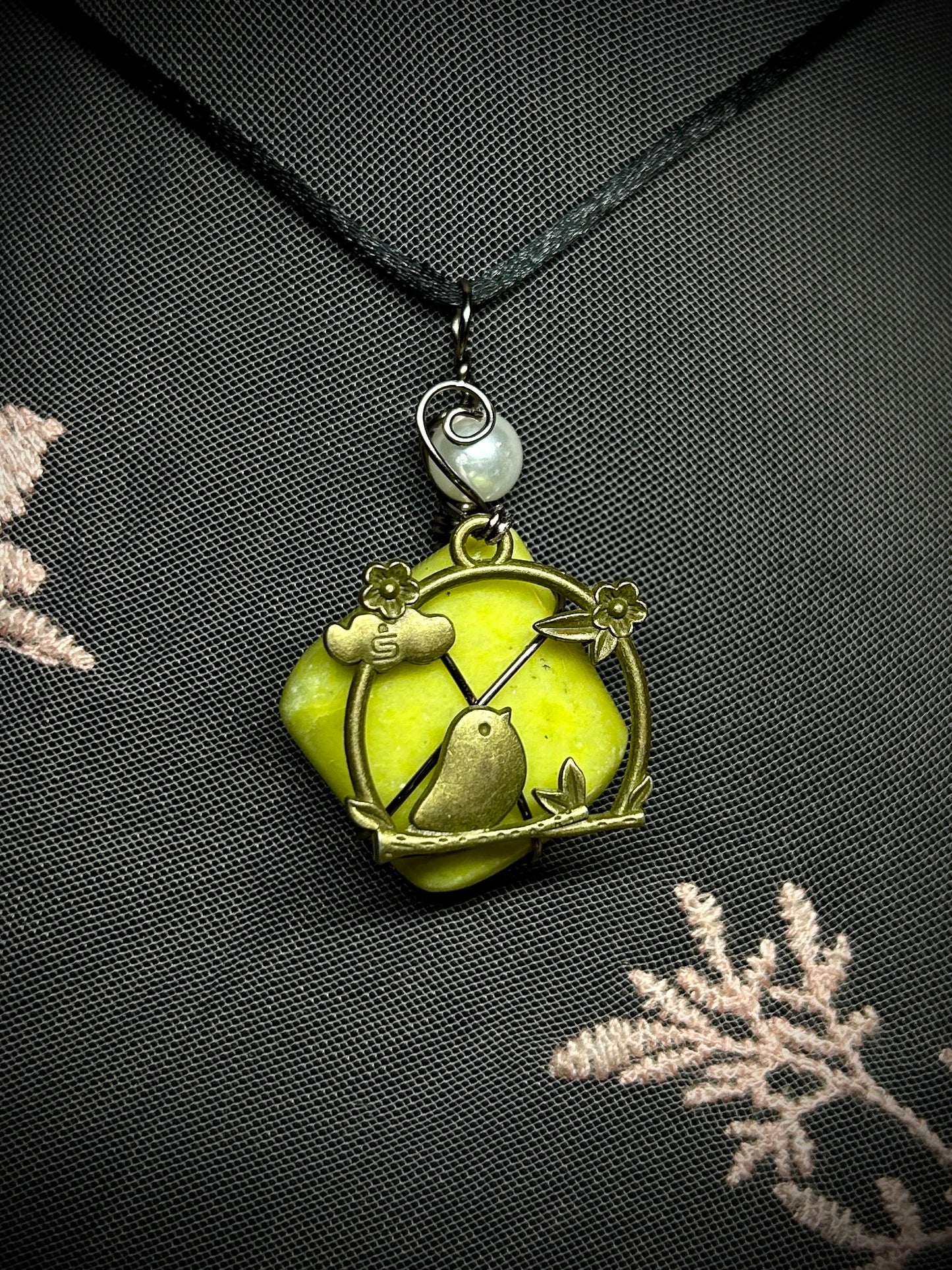 Serpentine with Bird Charm Necklace