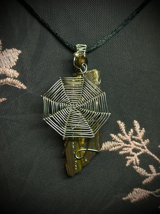 Tiger Iron with Spiderweb Necklace