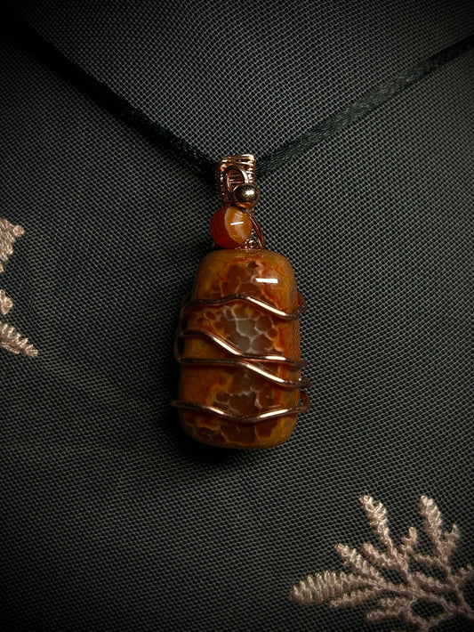 Red Fire Agate Lava Necklace