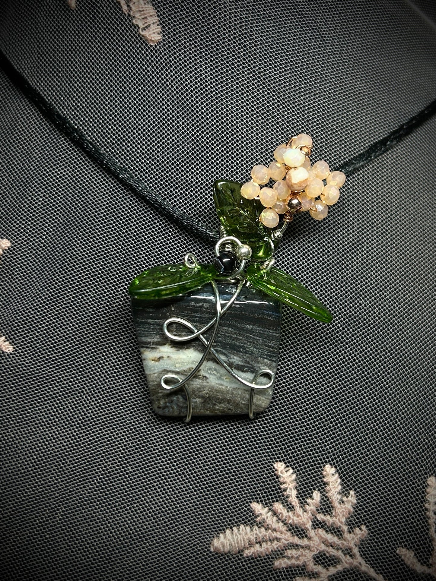 Sardonyx Orchid Necklace