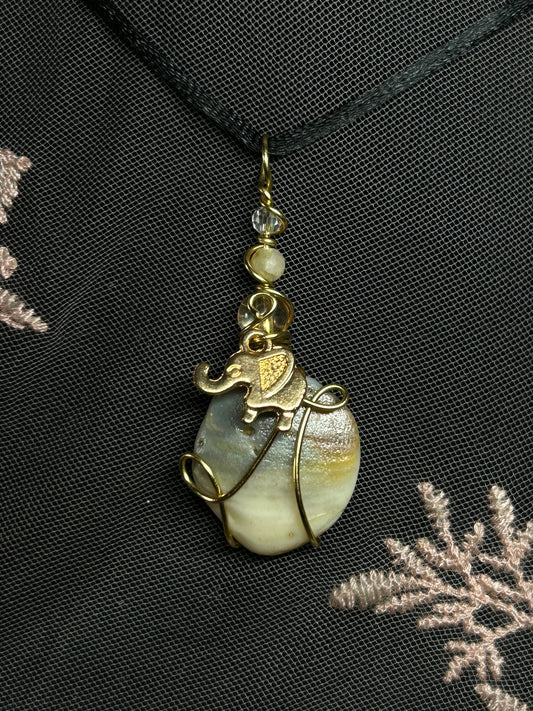 Seashell with Elephant Charm Necklace