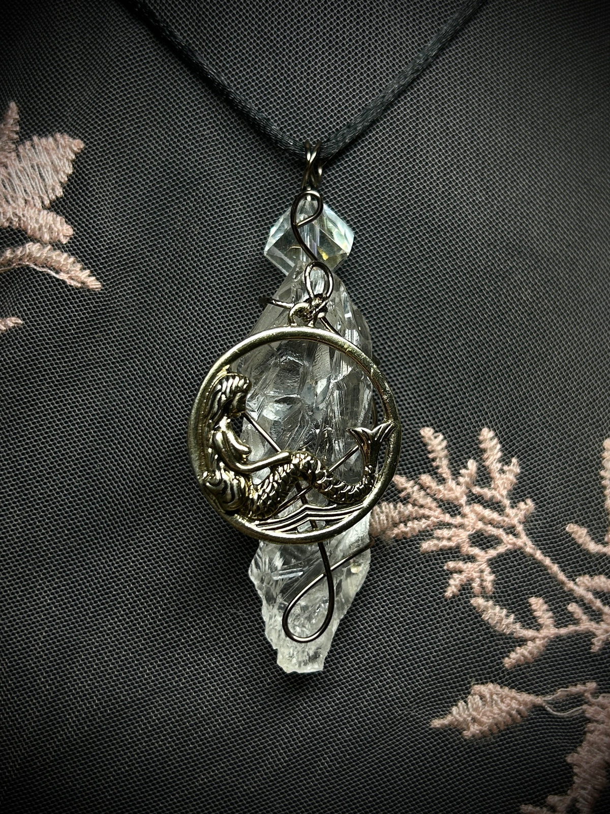 Apophyllite with Mermaid Charm Necklace.