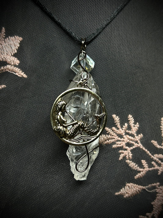 Apophyllite with Mermaid Charm Necklace.