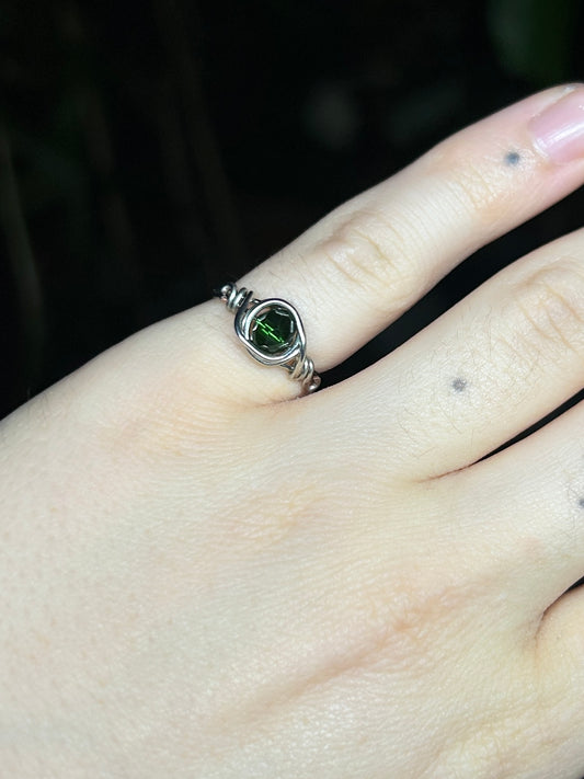 Dark Green Silver Ring