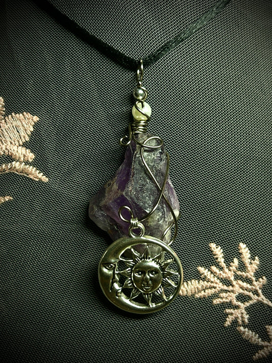 Amethyst Sun & Moon Necklace