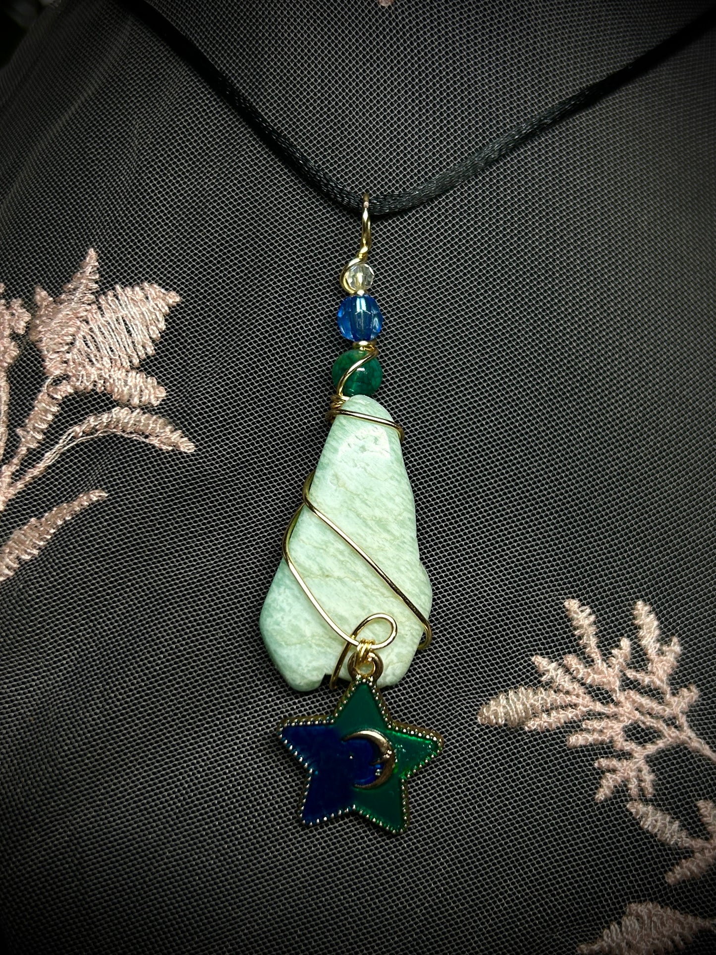 Amazonite with Blue Green Star Charm Necklace