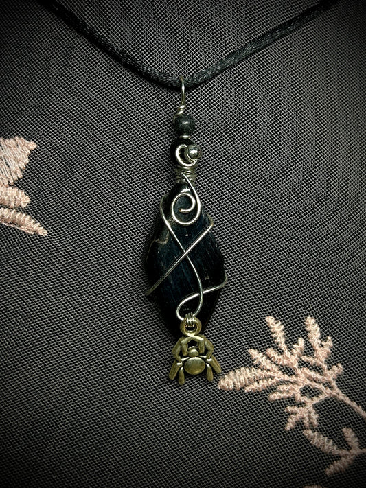 Sardonyx with Spider Charm Necklace