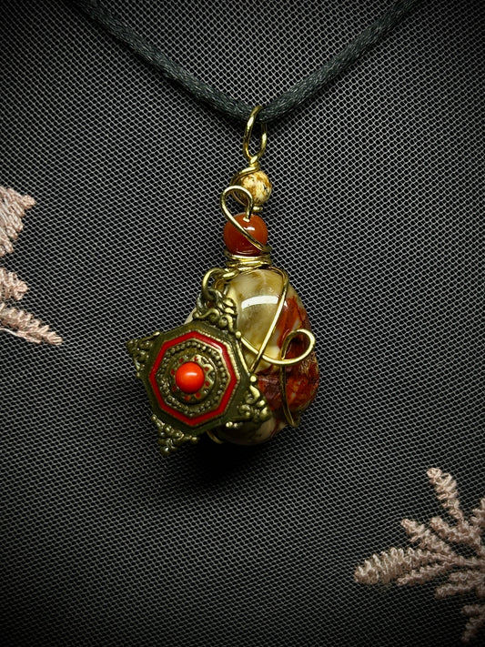 Mookaite with Upcycled Charm Necklace