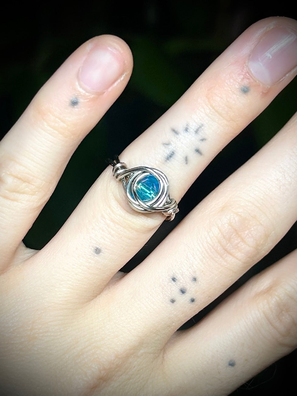 Blue Glass Silver Ring