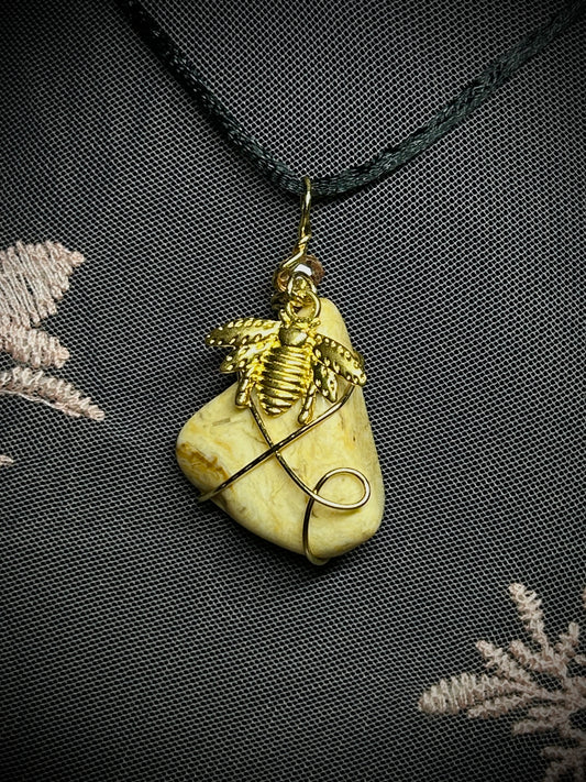 Jasper with Bee Charm Necklace