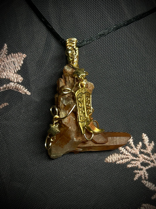 Cowboy Boot Tangerine Quartz Necklace