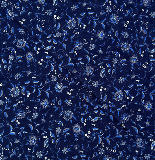 Dark Navy with Small Flower Print Bandana