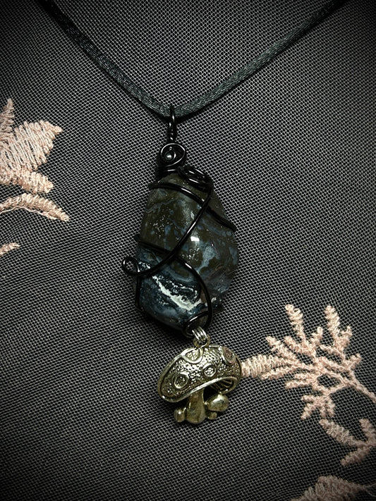 Iolite with Mushroom Charm Necklace