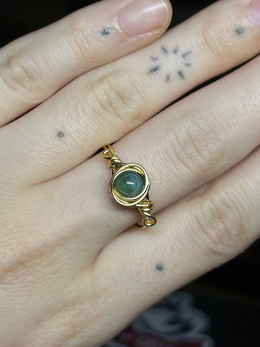 Moss Agate Gold Ring