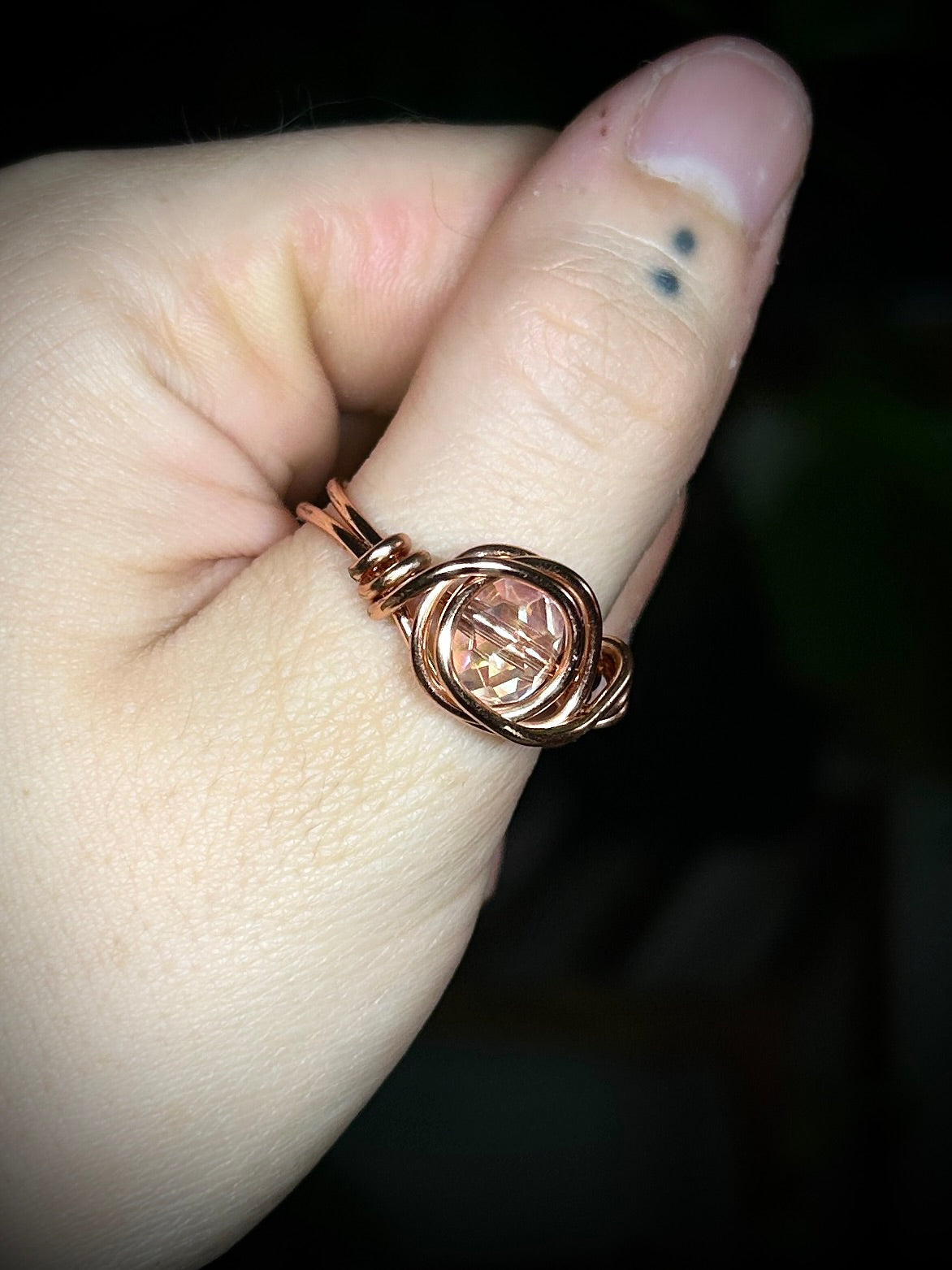 Pink Glass Rose Gold Ring