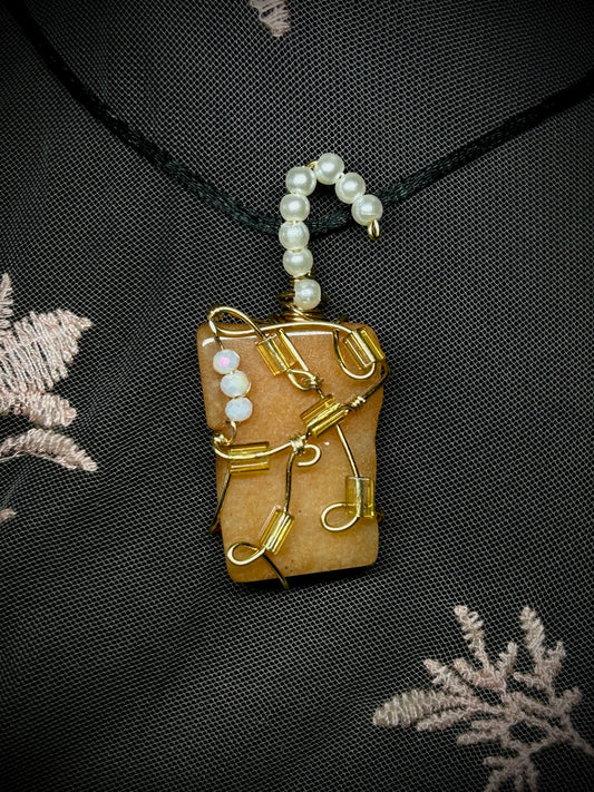 Tangerine Quartz Iced Tea Necklace