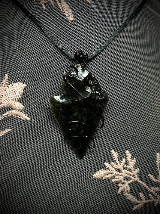 Black Obsidian Arrowhead Necklace