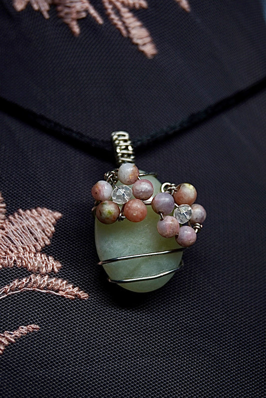 Green Morganite Easter Egg Necklace