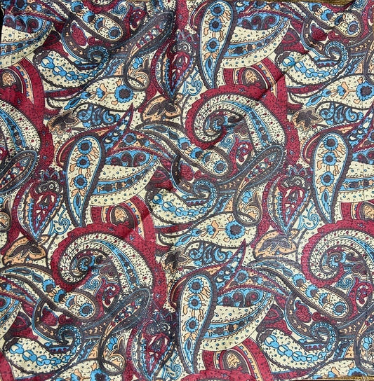Red, Tan, & Blue Paisley Print Bandana