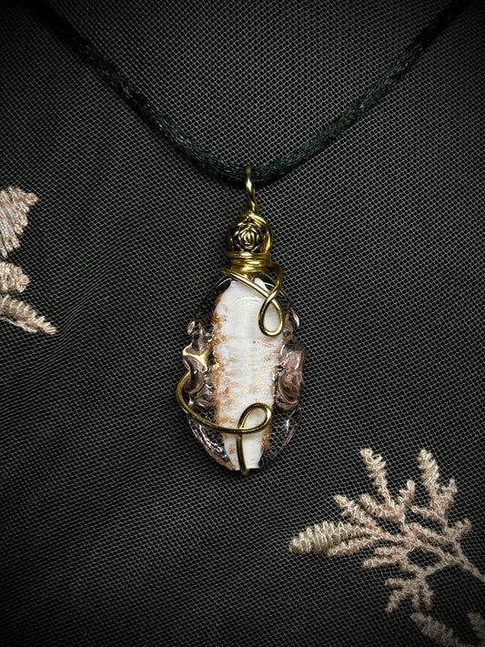 Pink Glass Bead with Rose Bead Necklace