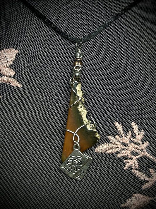 Jasper with Joker Card Charm Necklace