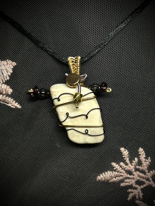 Petrified Wood Wizard Scroll Necklace