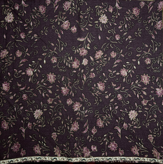 Burgundy with Cream Swirly Flowers Bandana
