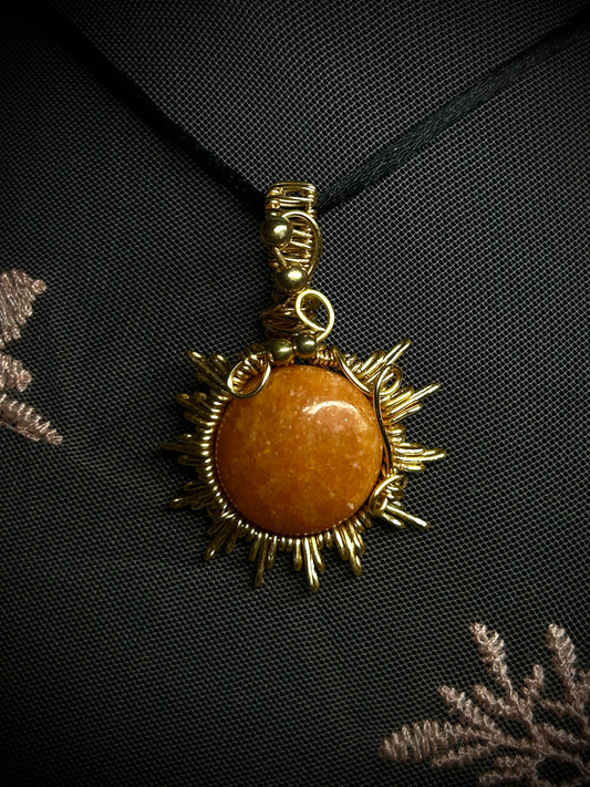 Orange Calcite Sun Necklace