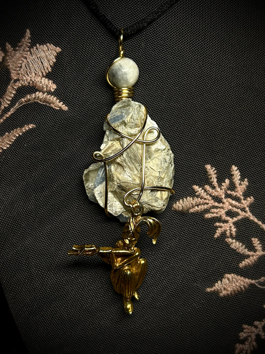 Blue Kyanite with Genie Charm Necklace