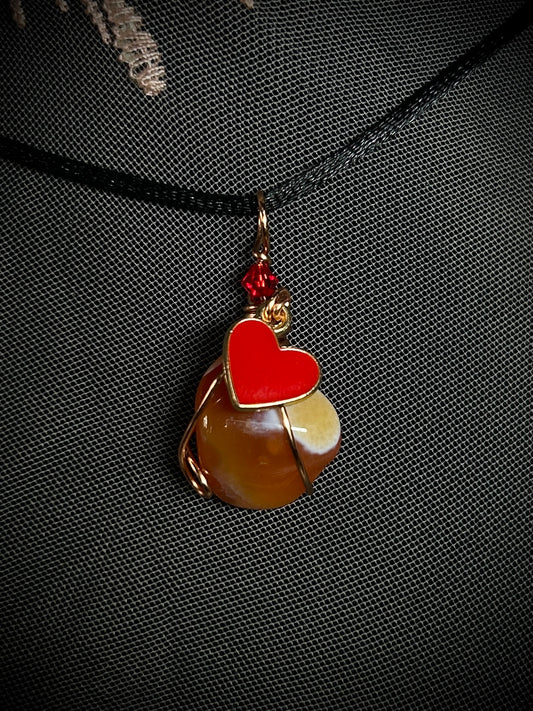 Small Carnelian with Heart Charm Necklace