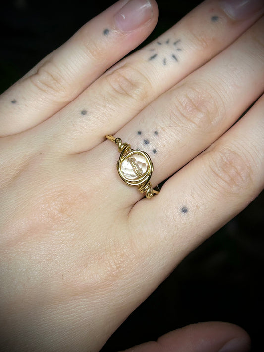 Glass Bead Gold Ring
