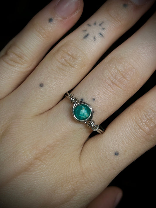 Dyed Agate Silver Ring