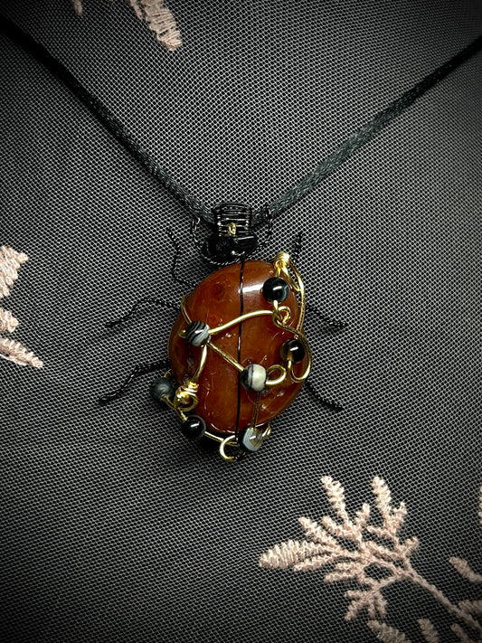 Carnelian Ladybug Necklace