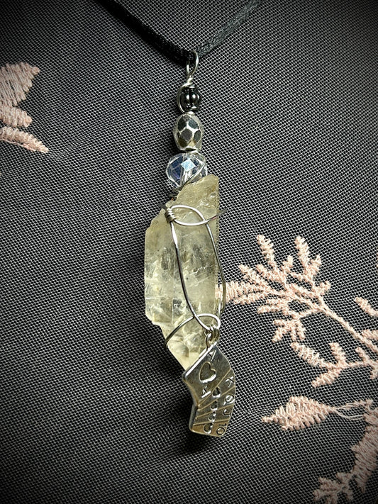 Quartz Tower with Deck of Cards Charm Necklace