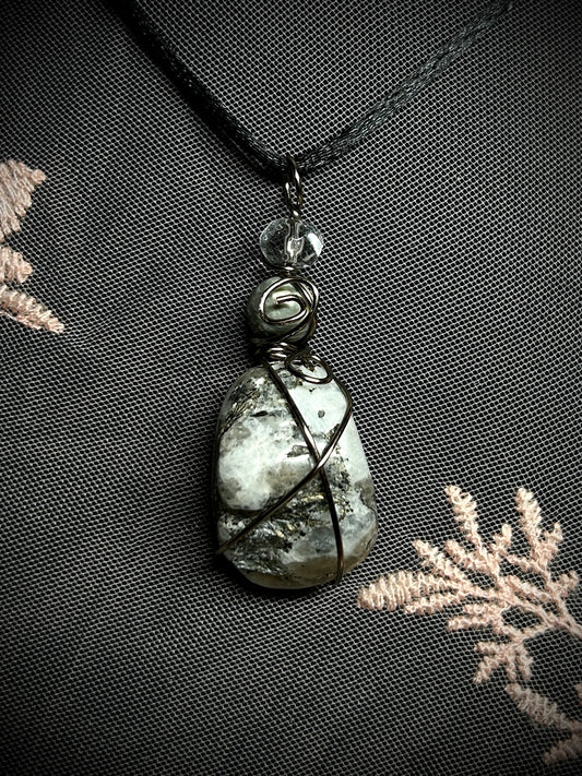 Rainbow Moonstone with Swirls Necklace
