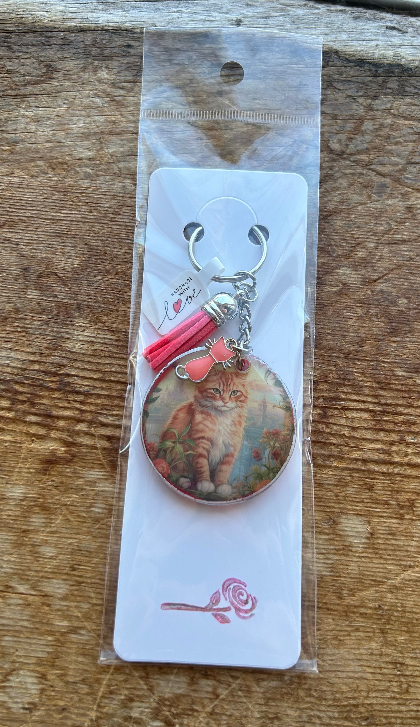 Orange Cat Resin Keychain