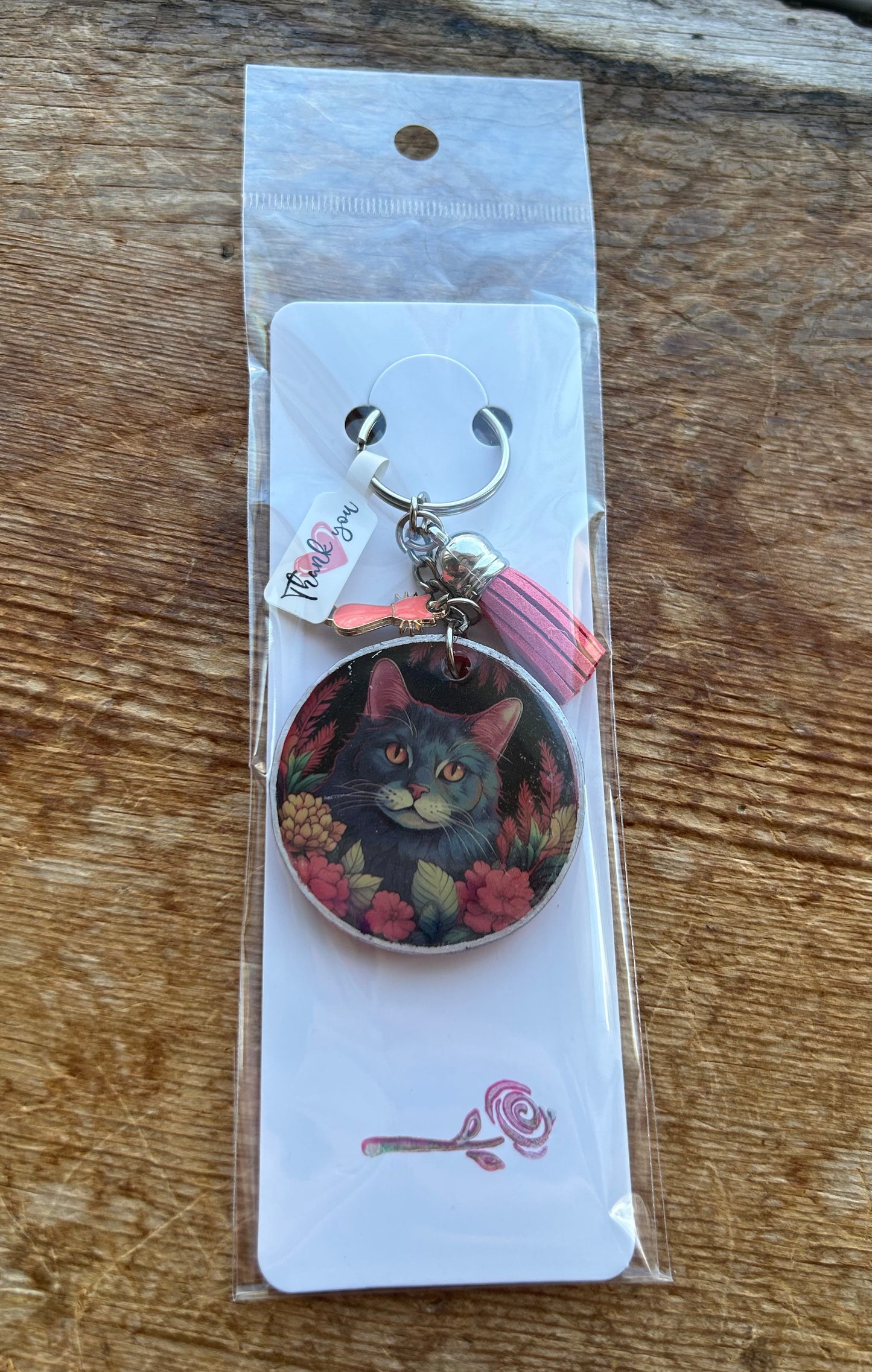 Gray Cat Resin Keychain